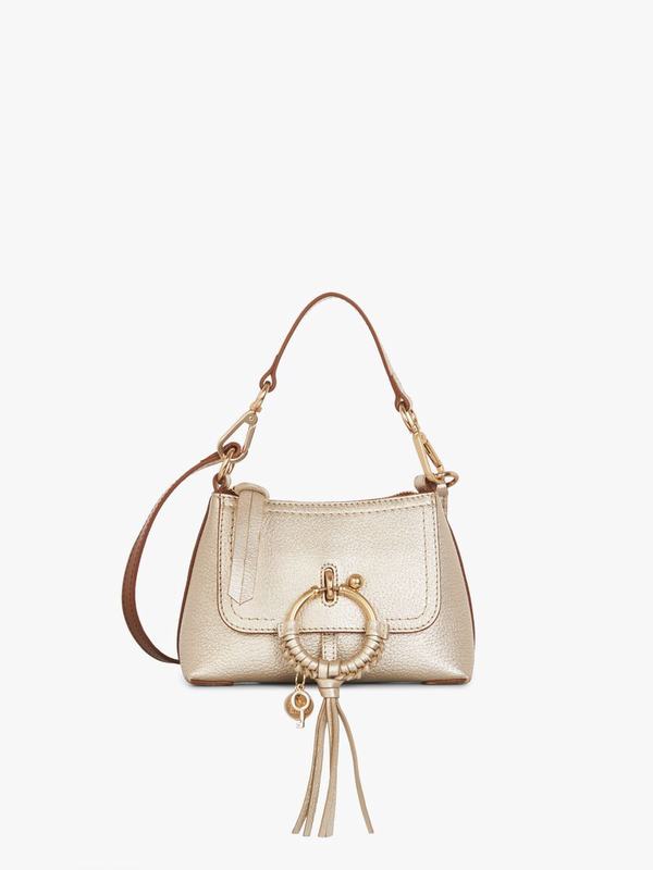 Mini Bandolera Mujer Chloé Joan Plateadas Metallic Cuero FOQA43982